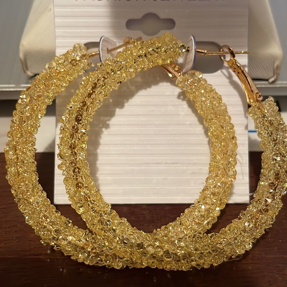 LIGHT Yellow Glitter Earrings